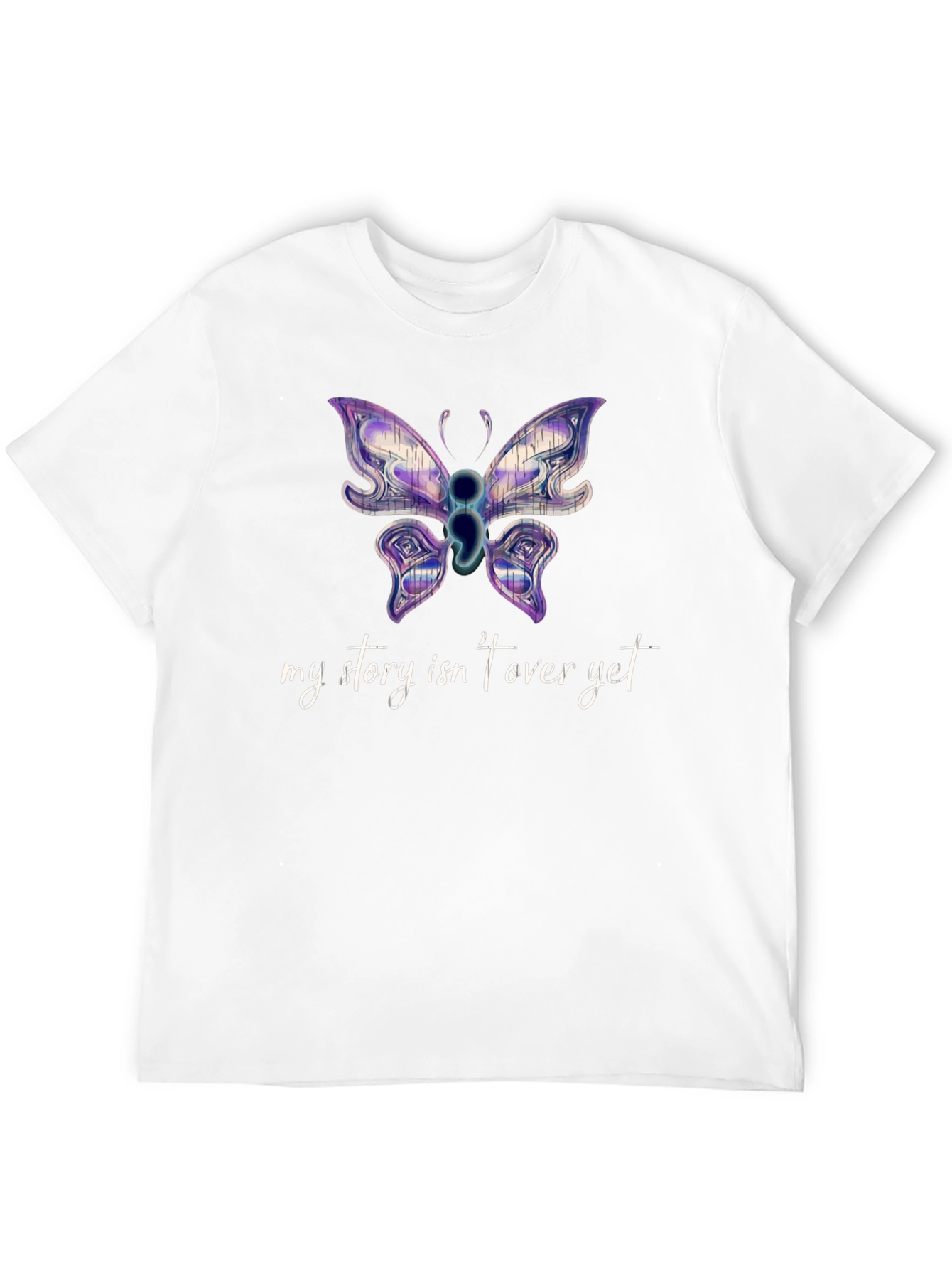 Semicolon Butterfly Graphic Tee - My Story Isnt Over Yet