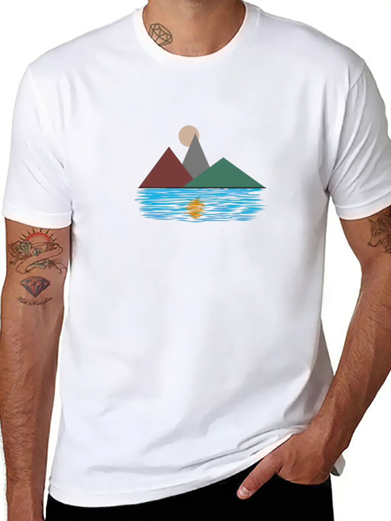 Lake Reflection Unisex Short Sleeve Soft Cotton T-Shirt – Casual Everyday Wear