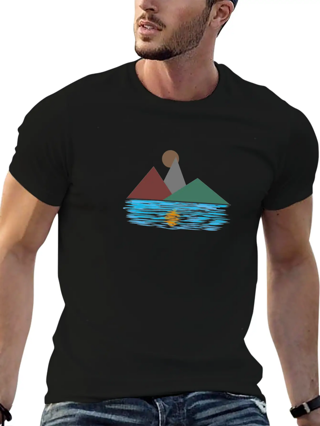 Lake Reflection Unisex Short Sleeve Soft Cotton T-Shirt – Casual Everyday Wear