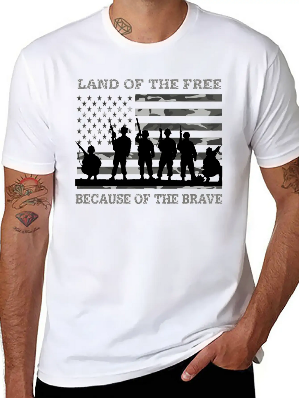 Land Of The Free Because Of The Brave Urban Camo T Classic Fit Graphic Tee For Daily Comfort – Unisex Cotton Shirt