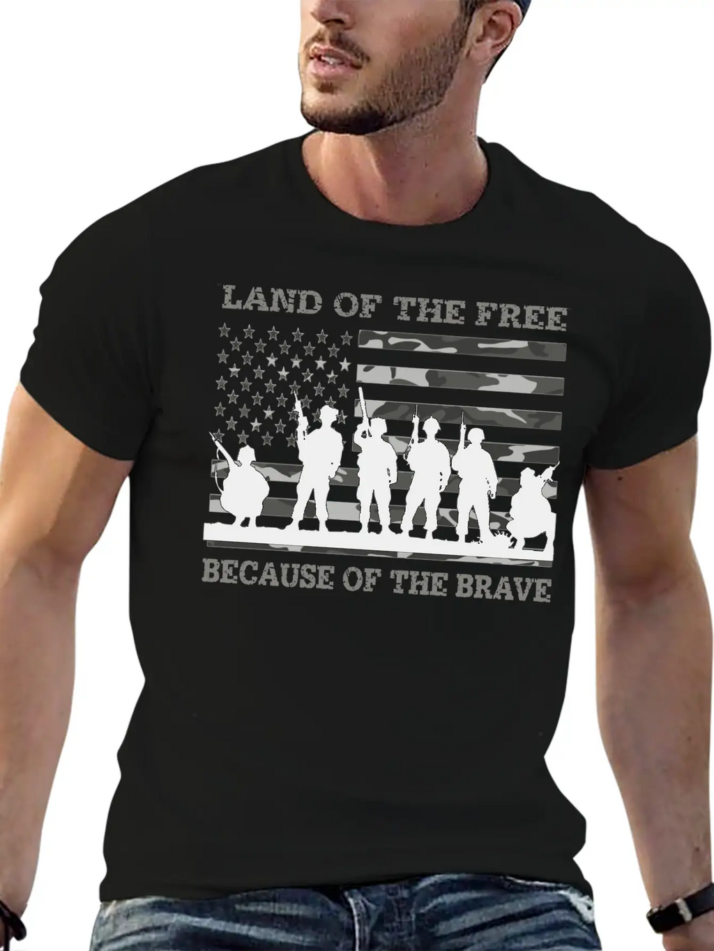 Land Of The Free Because Of The Brave Urban Camo T Classic Fit Graphic Tee For Daily Comfort – Unisex Cotton Shirt