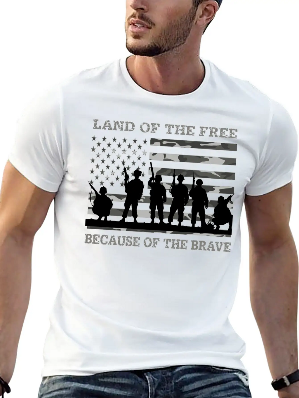 Land Of The Free Because Of The Brave Urban Camo T Classic Fit Graphic Tee For Daily Comfort – Unisex Cotton Shirt
