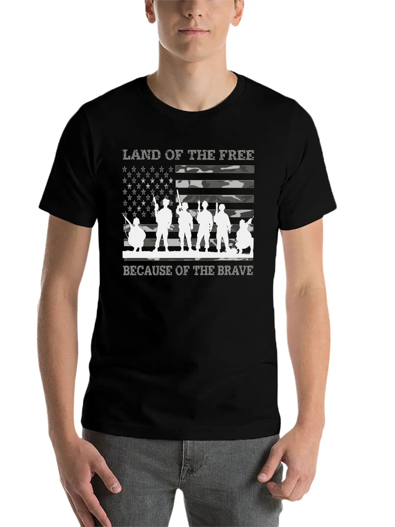 Land Of The Free Because Of The Brave Urban Camo T Classic Fit Graphic Tee For Daily Comfort – Unisex Cotton Shirt