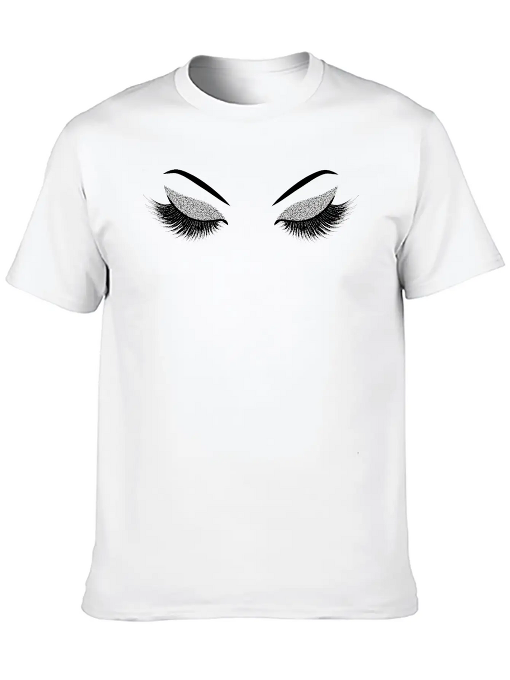 Lashes With Silver Glitter Casual Graphic T-Shirt – Simple And Comfortable Daily Wear