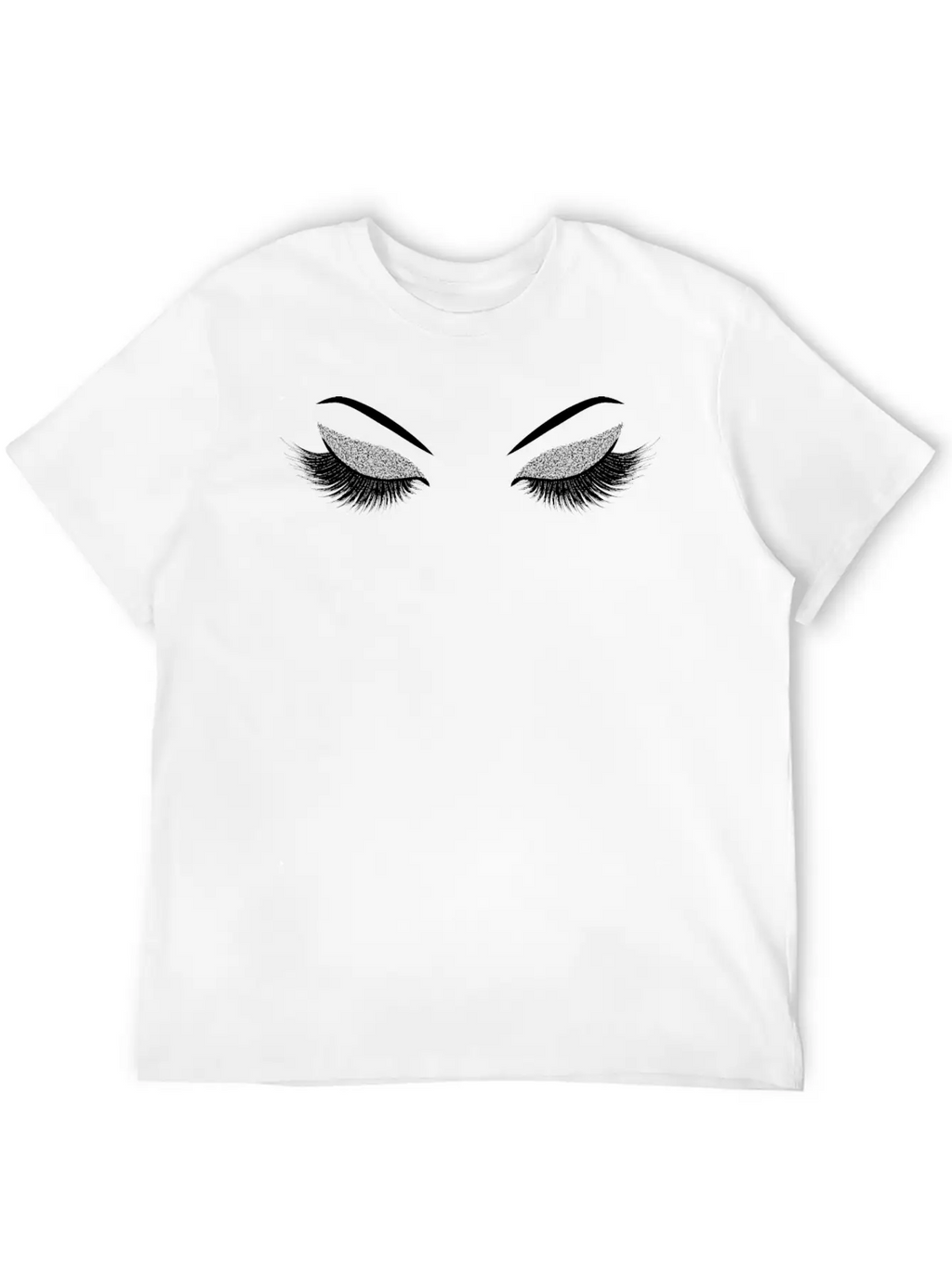 Lashes With Silver Glitter Casual Graphic T-Shirt – Simple And Comfortable Daily Wear