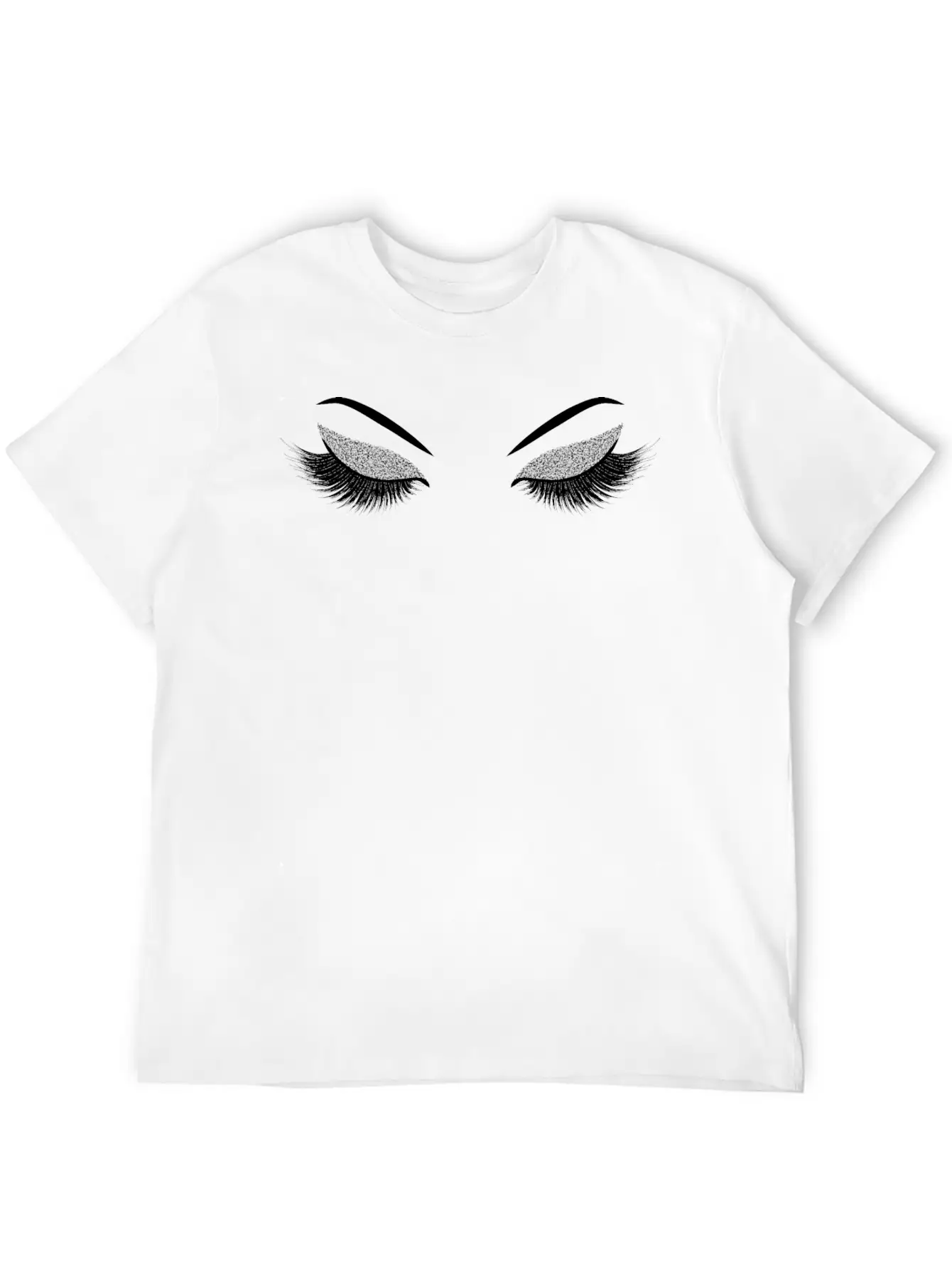 Lashes With Silver Glitter Casual Graphic T-Shirt – Simple And Comfortable Daily Wear