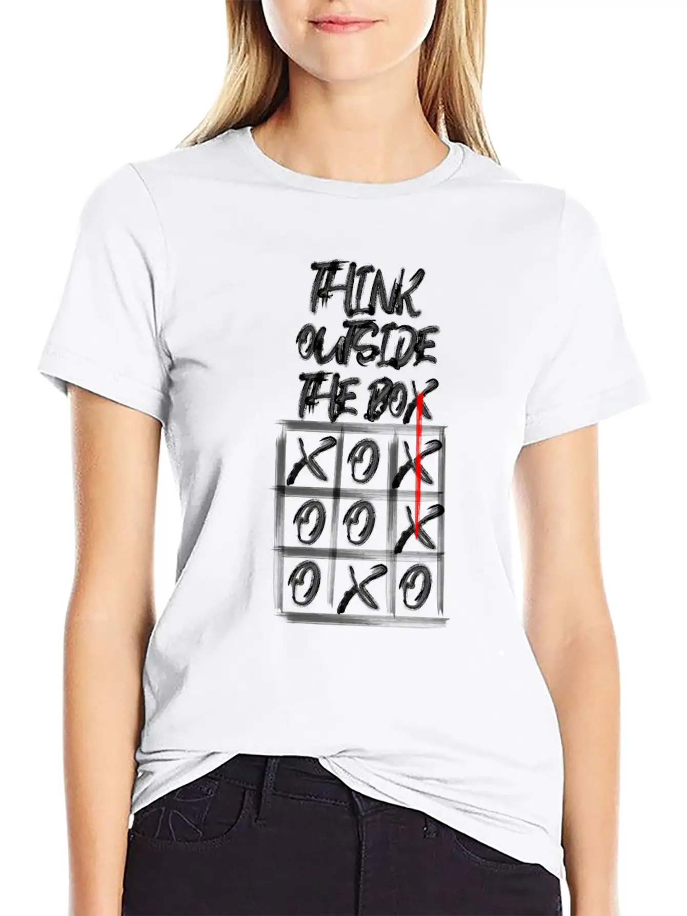 Lateral Thinker Creative Saying Gift Tic Tac Toe Unisex Casual T-Shirt – Clean Design For Daily Comfort