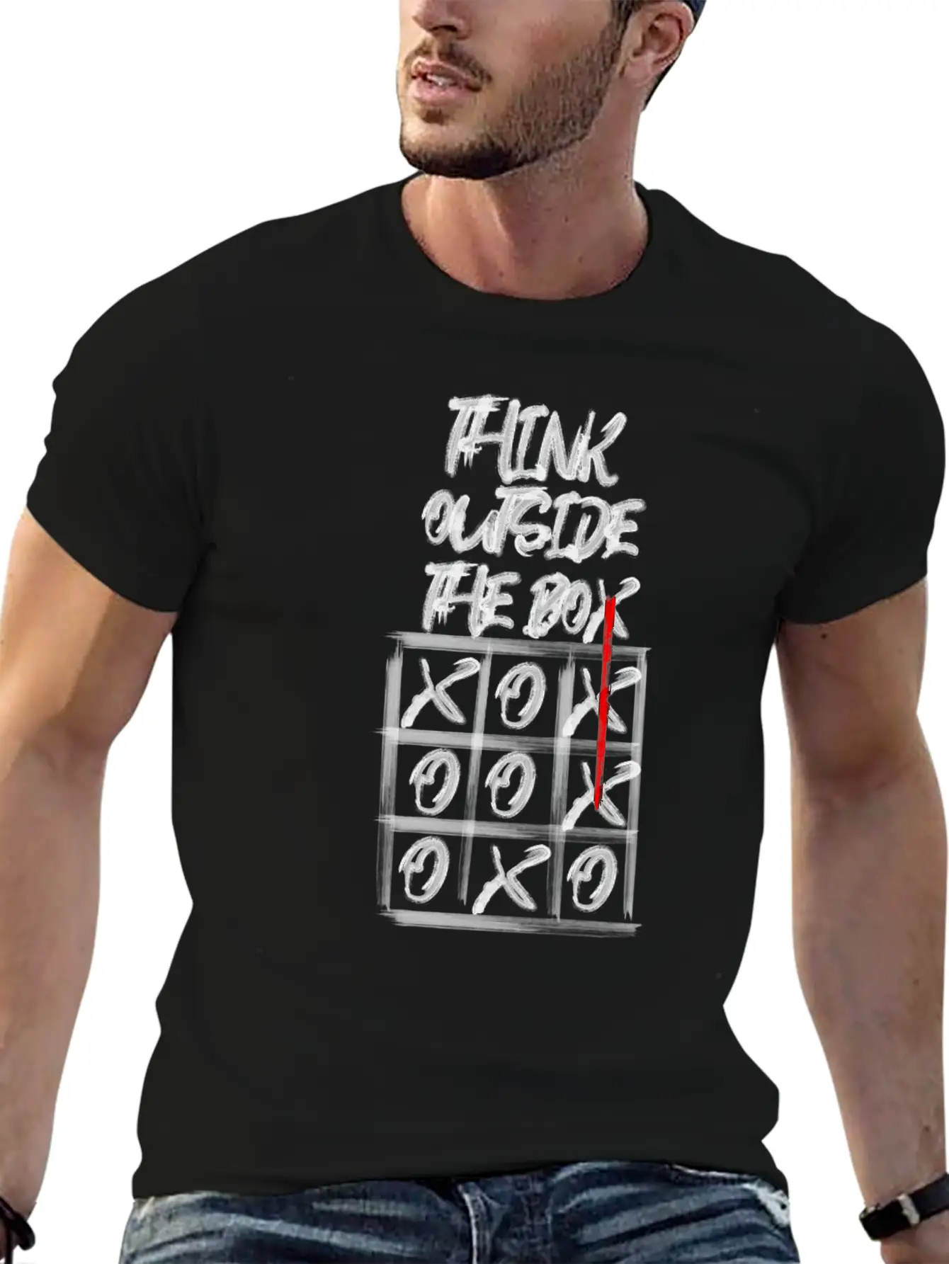 Lateral Thinker Creative Saying Gift Tic Tac Toe Unisex Casual T-Shirt – Clean Design For Daily Comfort