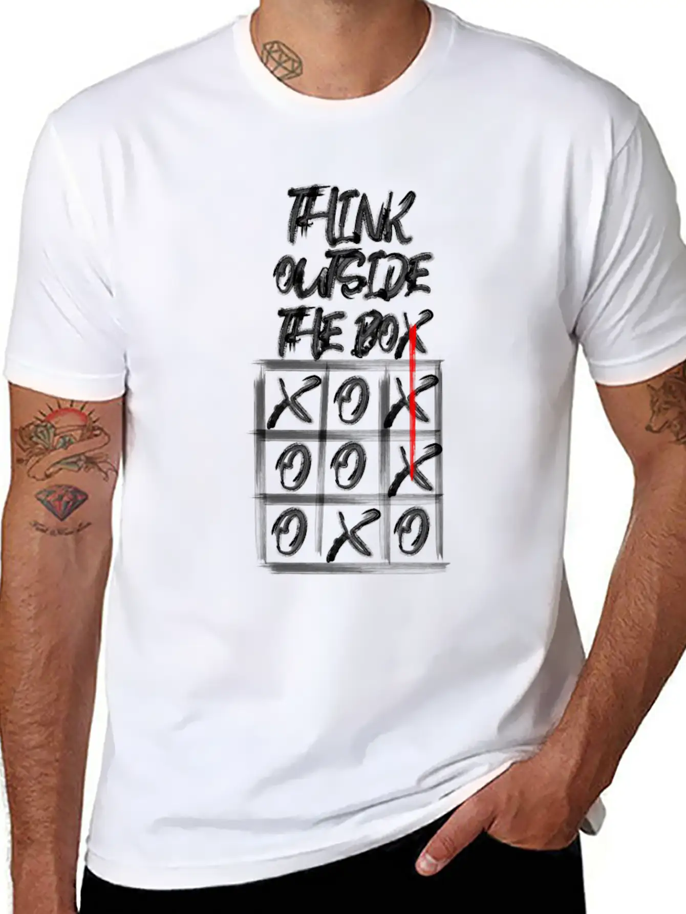 Lateral Thinker Creative Saying Gift Tic Tac Toe Unisex Casual T-Shirt – Clean Design For Daily Comfort