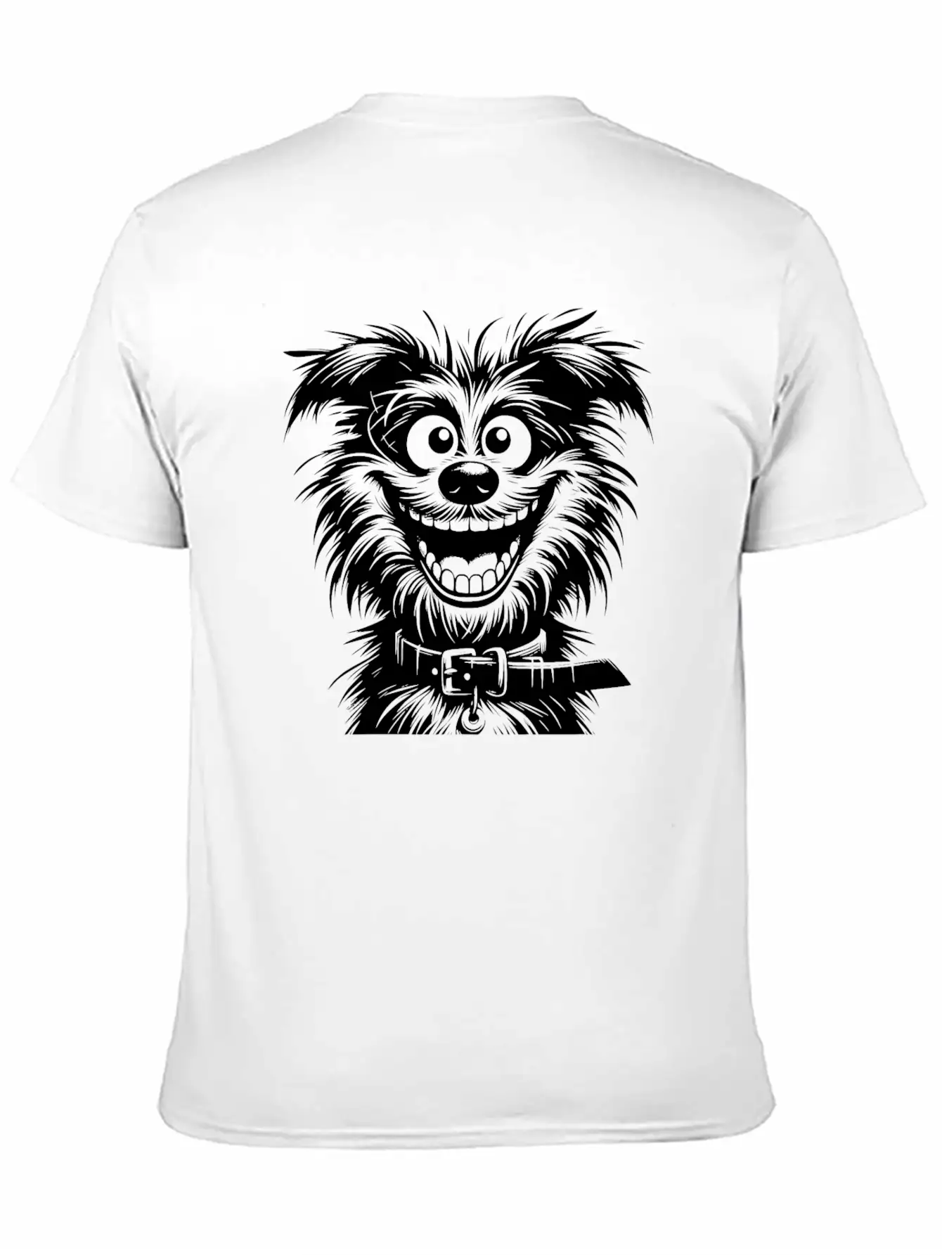 Laughing Dog Pencil Sketch With Big Eyes Essential Cotton Tee For Daily Outfits – Unisex Style