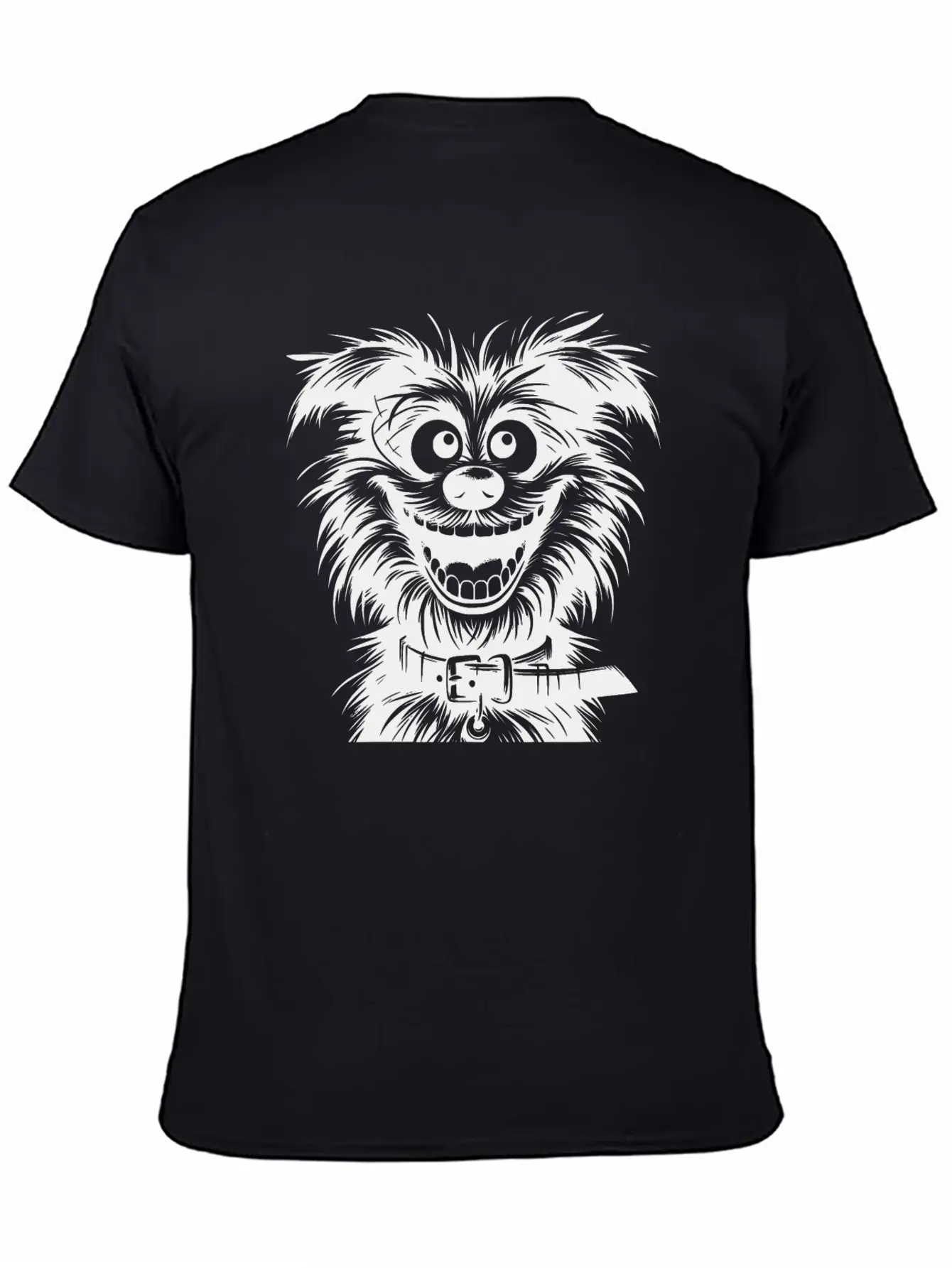 Laughing Dog Pencil Sketch With Big Eyes Essential Cotton Tee For Daily Outfits – Unisex Style