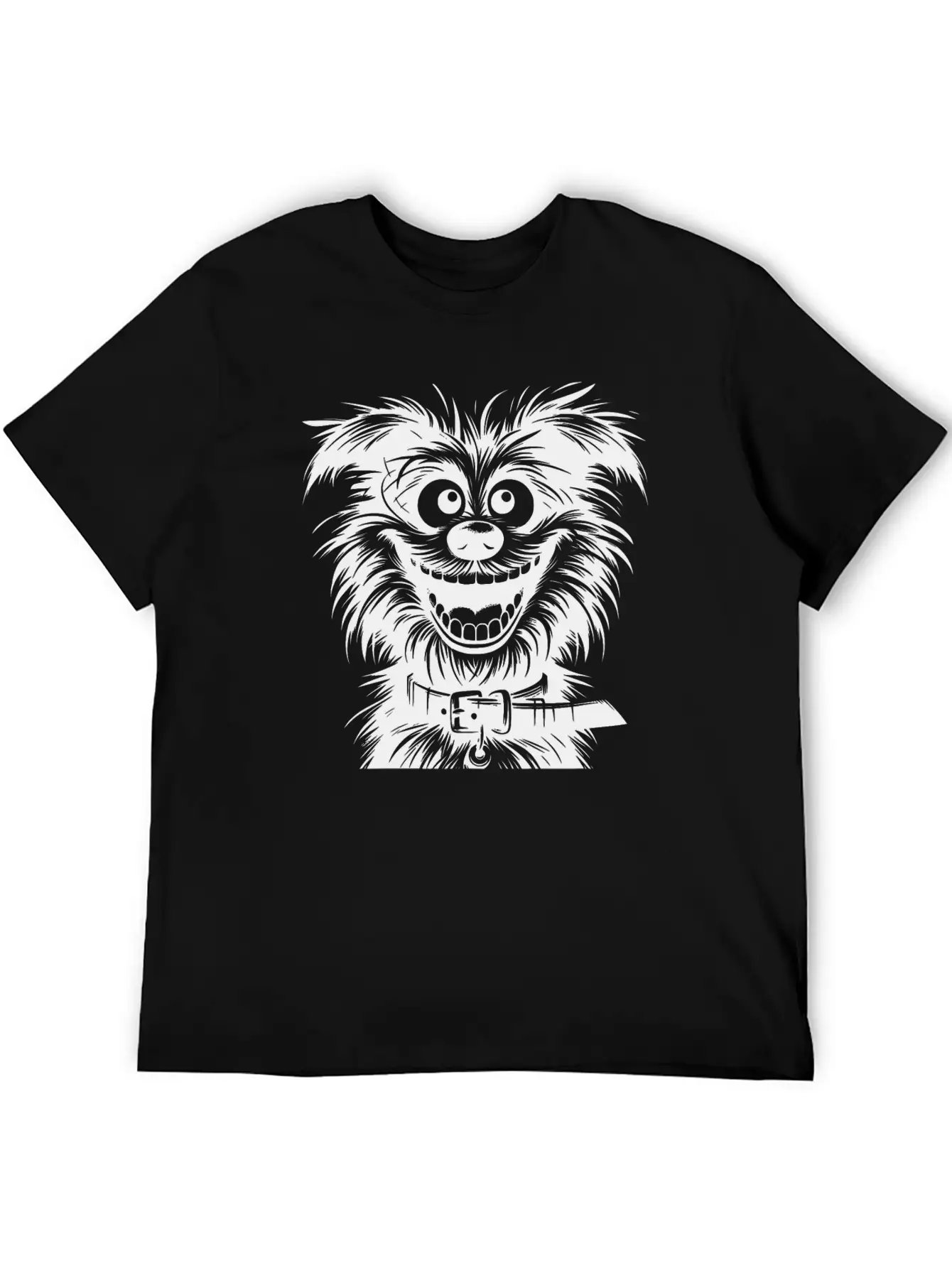 Laughing Dog Pencil Sketch With Big Eyes Essential Cotton Tee For Daily Outfits – Unisex Style