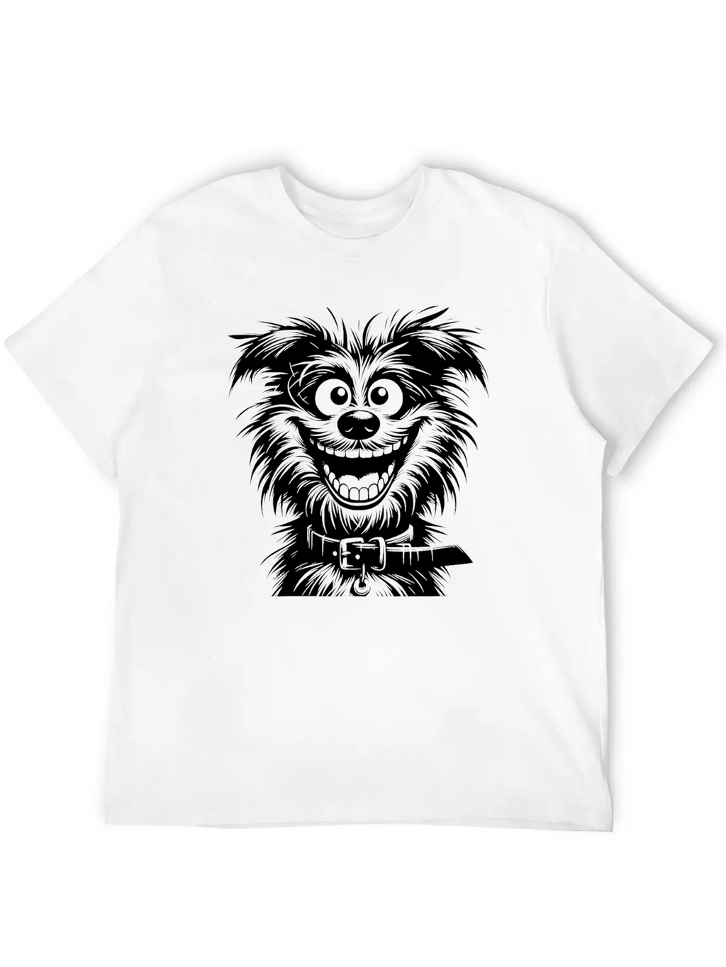 Laughing Dog Pencil Sketch With Big Eyes Essential Cotton Tee For Daily Outfits – Unisex Style