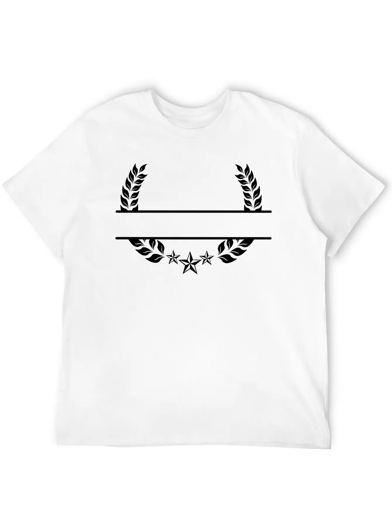 Laurel Wreath With Three Stars Below Unisex Short Sleeve Soft Cotton T-Shirt – Casual Everyday Wear