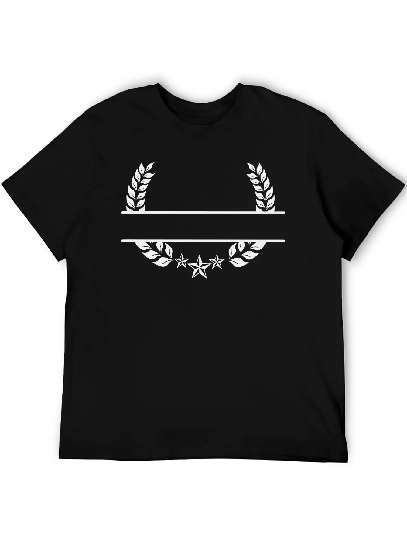 Laurel Wreath With Three Stars Below Unisex Short Sleeve Soft Cotton T-Shirt – Casual Everyday Wear