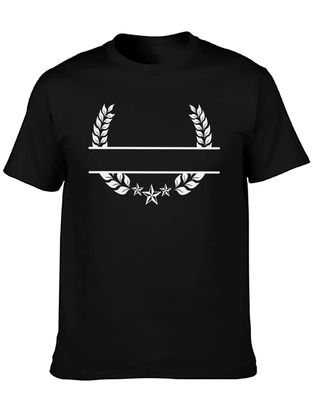 Laurel Wreath With Three Stars Below Unisex Short Sleeve Soft Cotton T-Shirt – Casual Everyday Wear