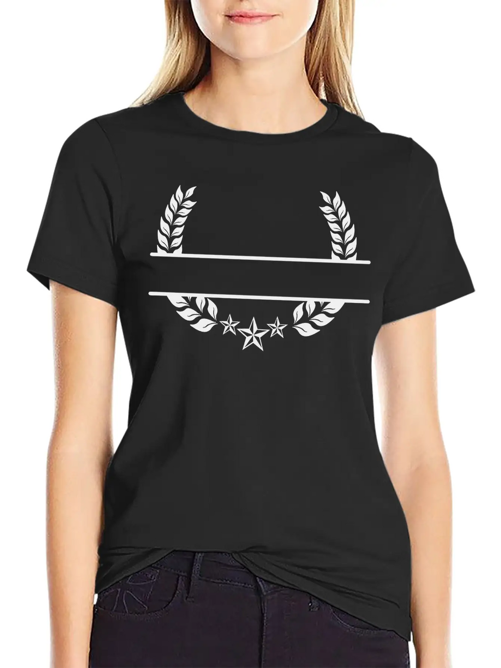 Laurel Wreath With Three Stars Below Unisex Short Sleeve Soft Cotton T-Shirt – Casual Everyday Wear