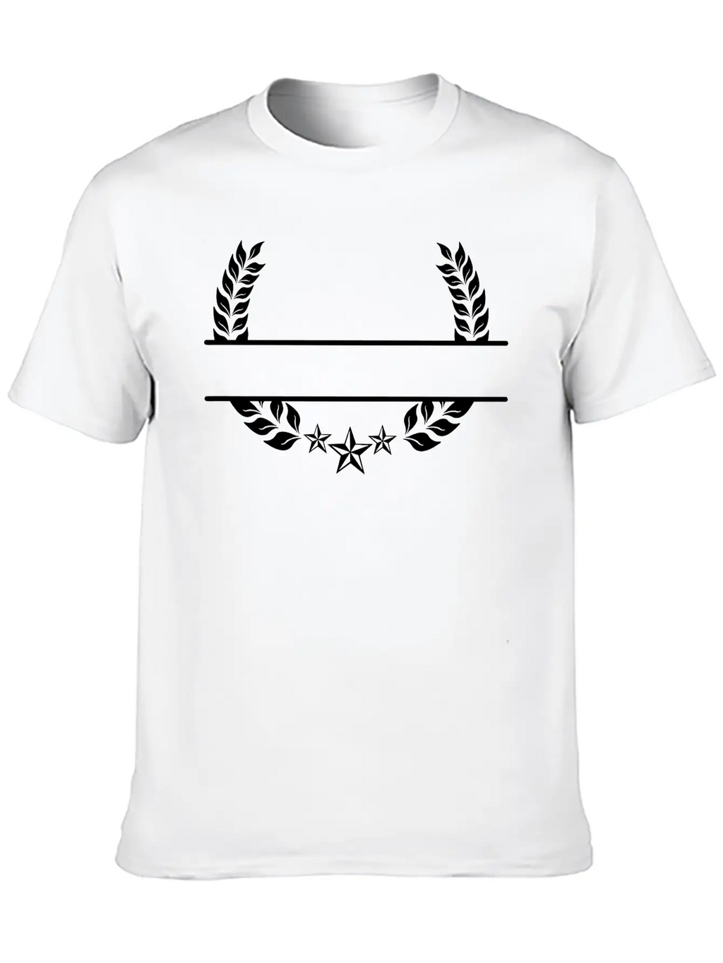 Laurel Wreath With Three Stars Below Unisex Short Sleeve Soft Cotton T-Shirt – Casual Everyday Wear