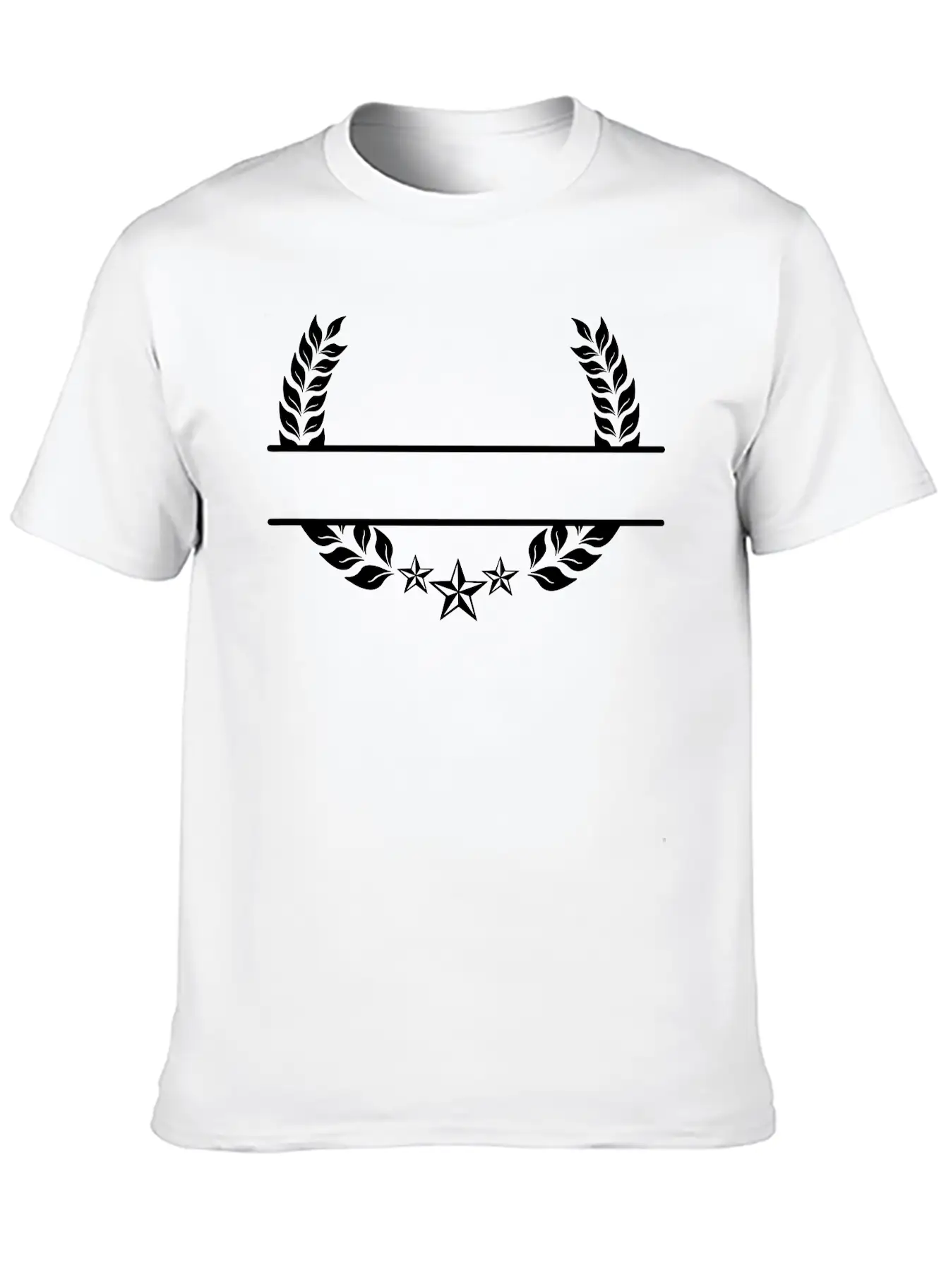 Laurel Wreath With Three Stars Below Unisex Short Sleeve Soft Cotton T-Shirt – Casual Everyday Wear