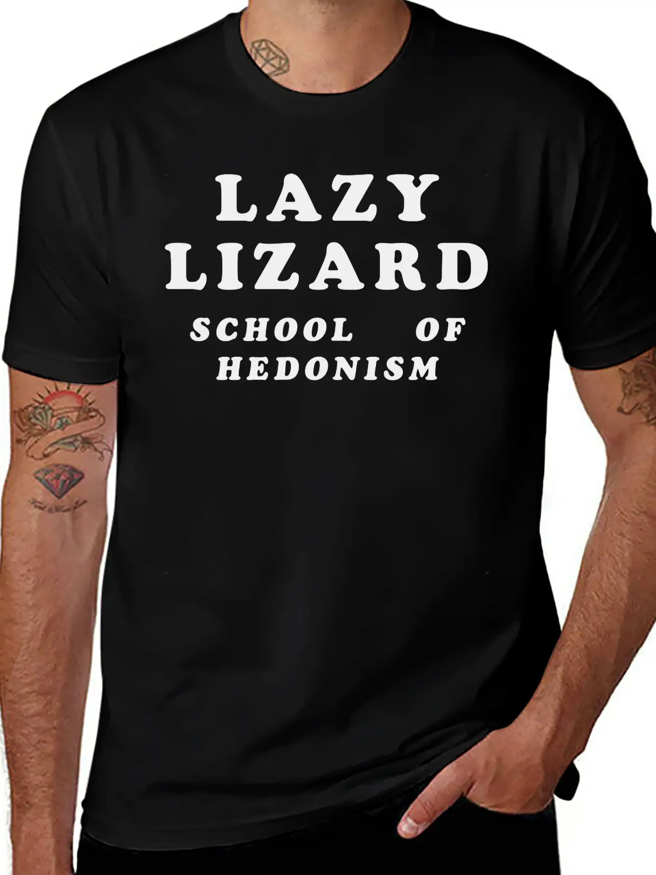 Lazy Lizard School Of Hedonism Unisex Casual T-Shirt – Clean Design For Daily Comfort
