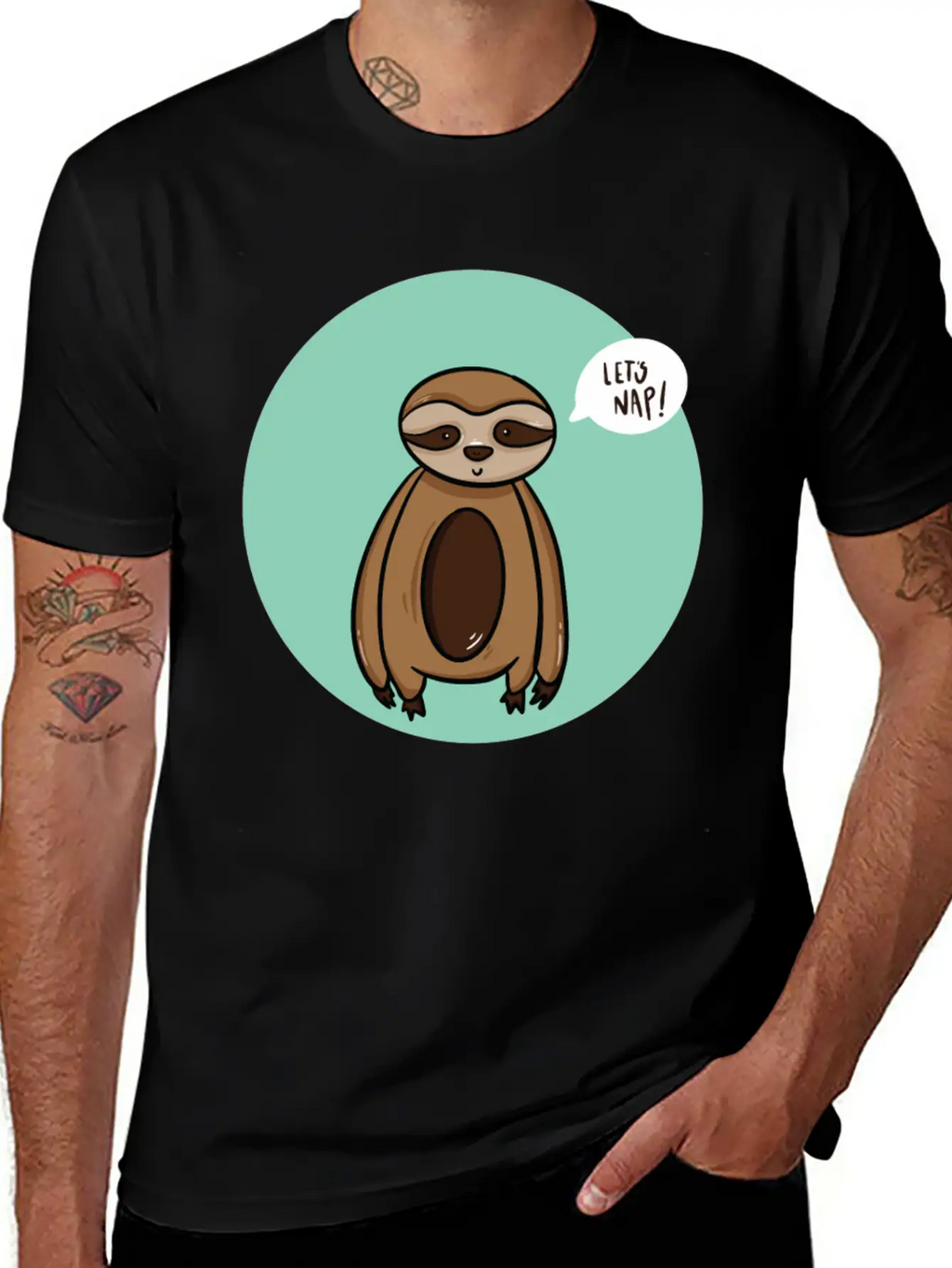 Lazy Sloth Sleep Power Nap Rest Chill Relax Unisex Short Sleeve Soft Cotton T-Shirt – Casual Everyday Wear