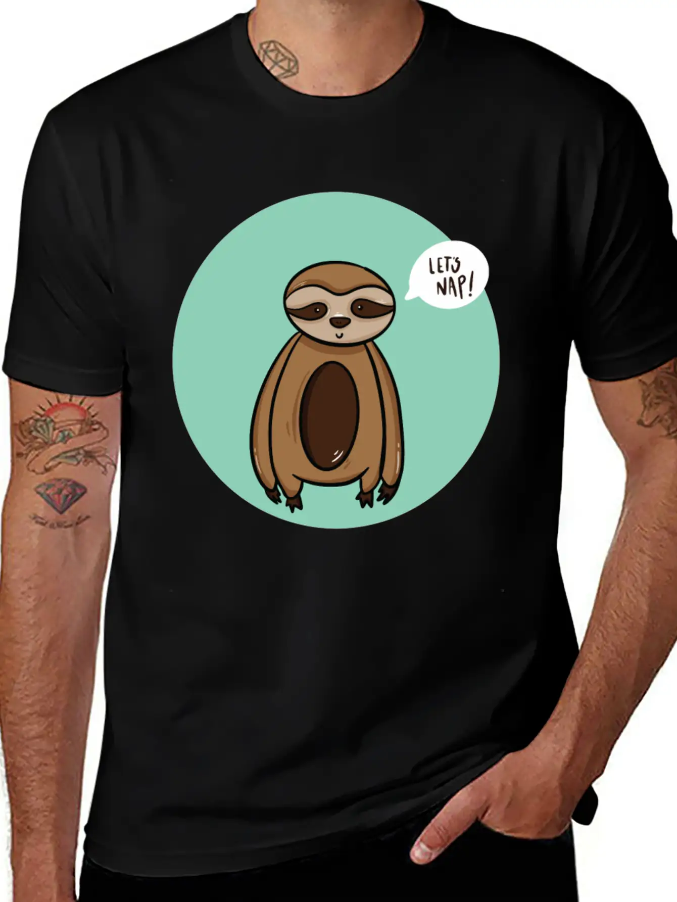 Lazy Sloth Sleep Power Nap Rest Chill Relax Unisex Short Sleeve Soft Cotton T-Shirt – Casual Everyday Wear