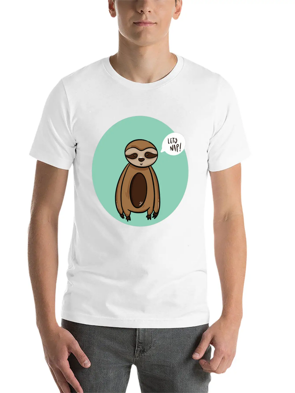 Lazy Sloth Sleep Power Nap Rest Chill Relax Unisex Short Sleeve Soft Cotton T-Shirt – Casual Everyday Wear