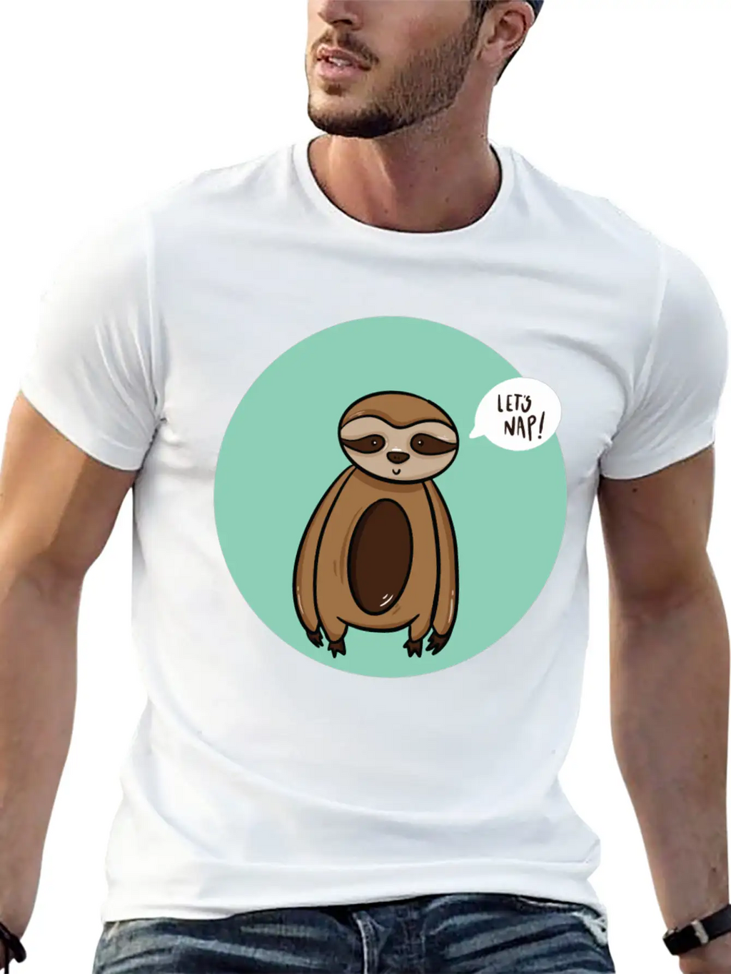 Lazy Sloth Sleep Power Nap Rest Chill Relax Unisex Short Sleeve Soft Cotton T-Shirt – Casual Everyday Wear