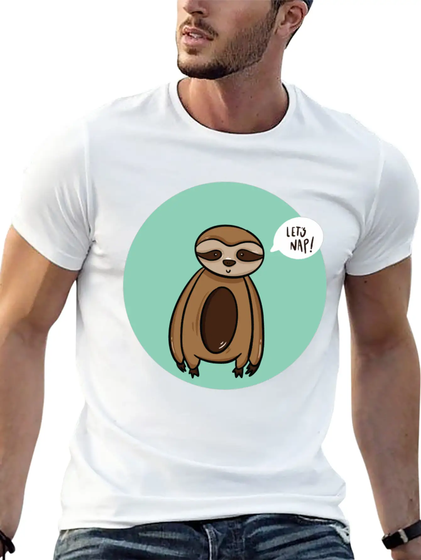 Lazy Sloth Sleep Power Nap Rest Chill Relax Unisex Short Sleeve Soft Cotton T-Shirt – Casual Everyday Wear