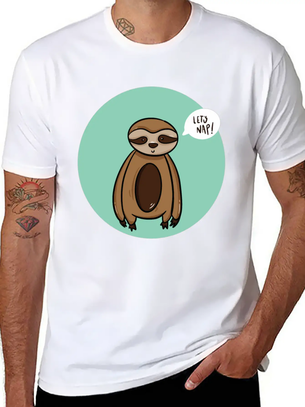 Lazy Sloth Sleep Power Nap Rest Chill Relax Unisex Short Sleeve Soft Cotton T-Shirt – Casual Everyday Wear