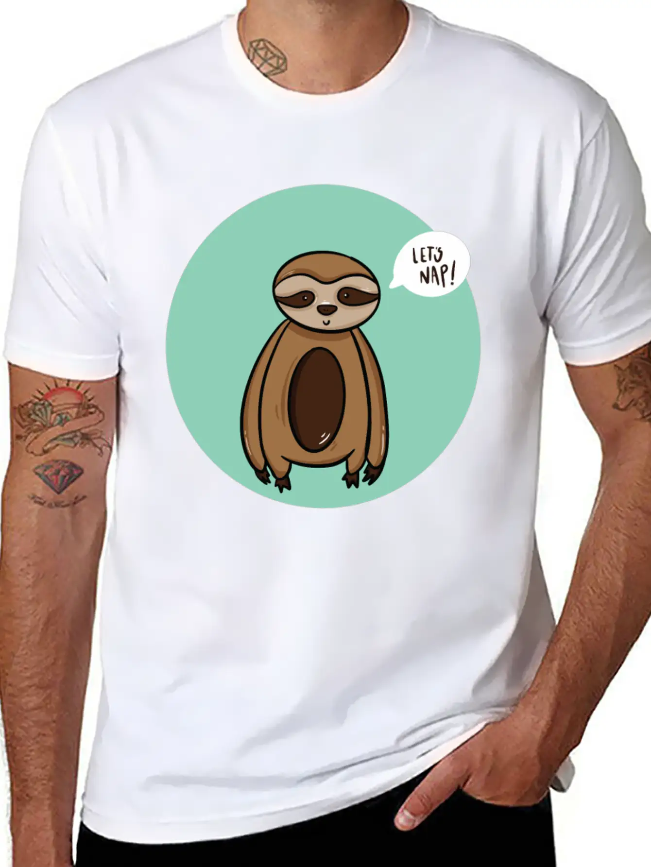 Lazy Sloth Sleep Power Nap Rest Chill Relax Unisex Short Sleeve Soft Cotton T-Shirt – Casual Everyday Wear