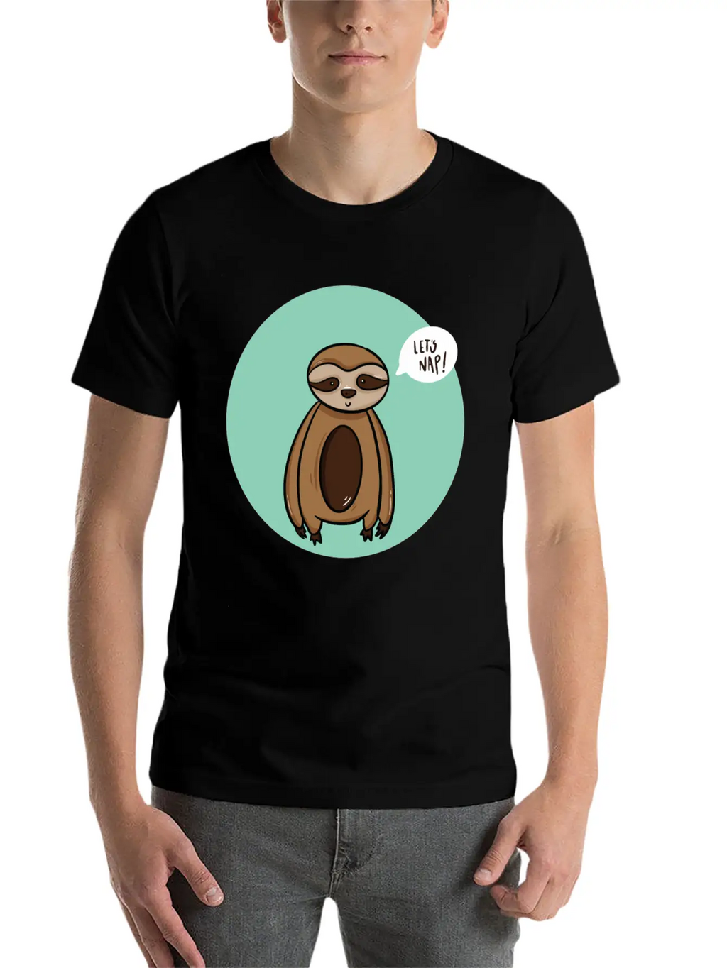 Lazy Sloth Sleep Power Nap Rest Chill Relax Unisex Short Sleeve Soft Cotton T-Shirt – Casual Everyday Wear