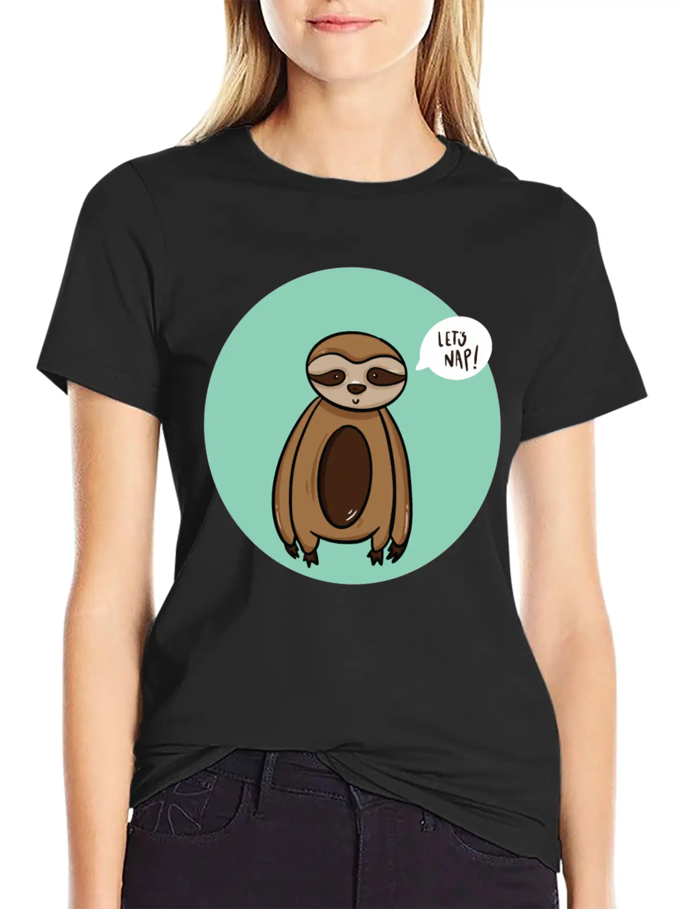 Lazy Sloth Sleep Power Nap Rest Chill Relax Unisex Short Sleeve Soft Cotton T-Shirt – Casual Everyday Wear