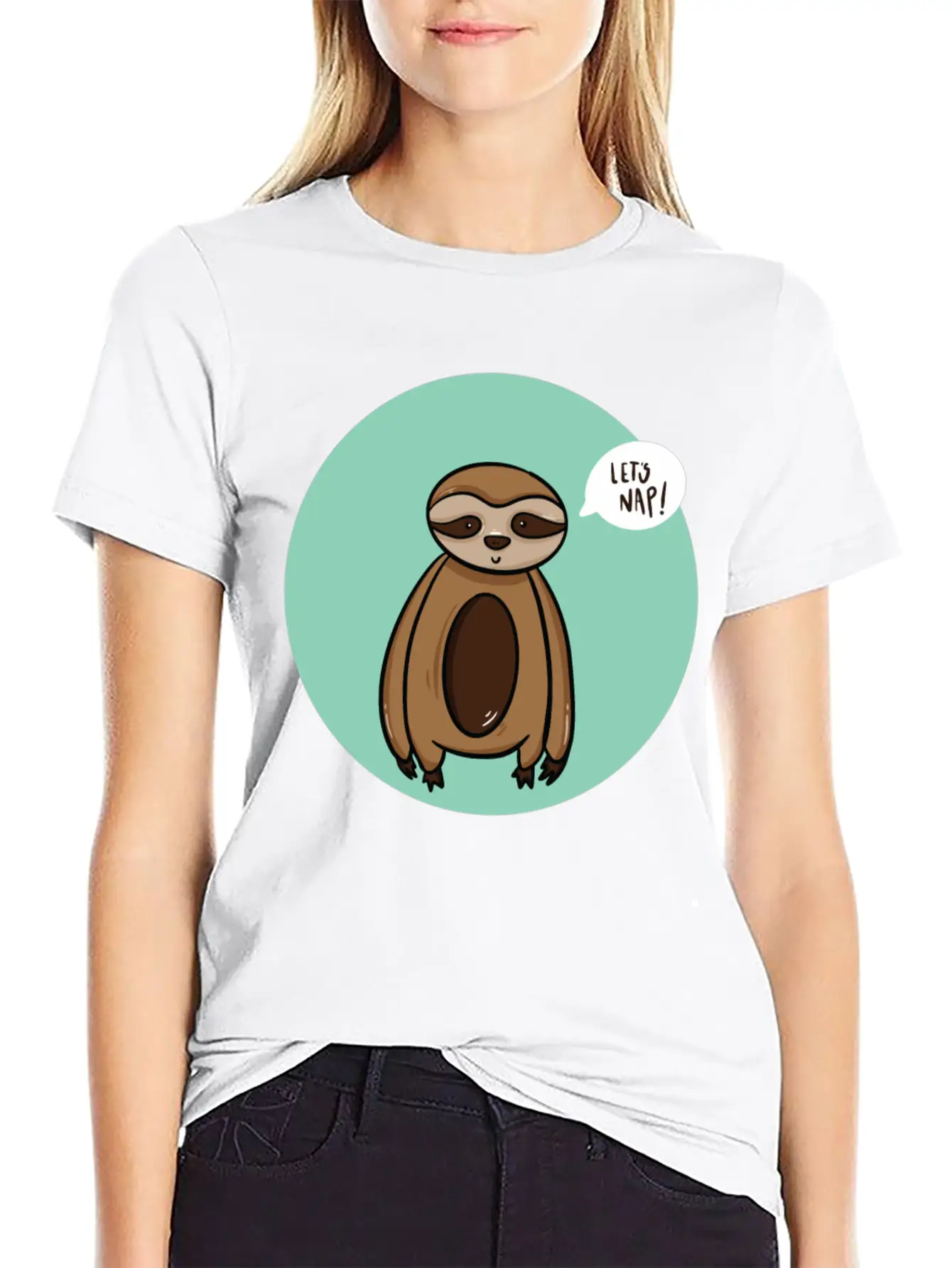 Lazy Sloth Sleep Power Nap Rest Chill Relax Unisex Short Sleeve Soft Cotton T-Shirt – Casual Everyday Wear