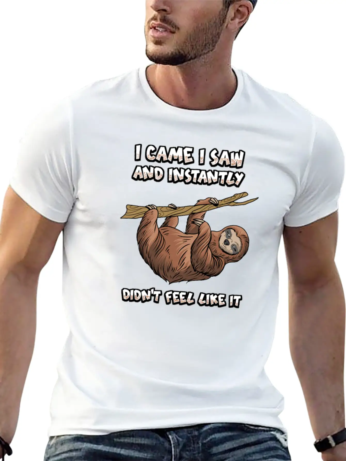 Lazy Sloth Unisex Short Sleeve Soft Cotton T-Shirt – Casual Everyday Wear
