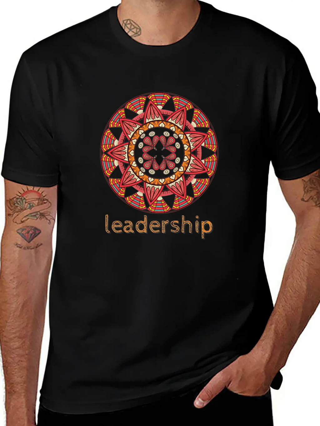 Leadership Mandala Design Casual Graphic T-Shirt – Simple And Comfortable Daily Wear