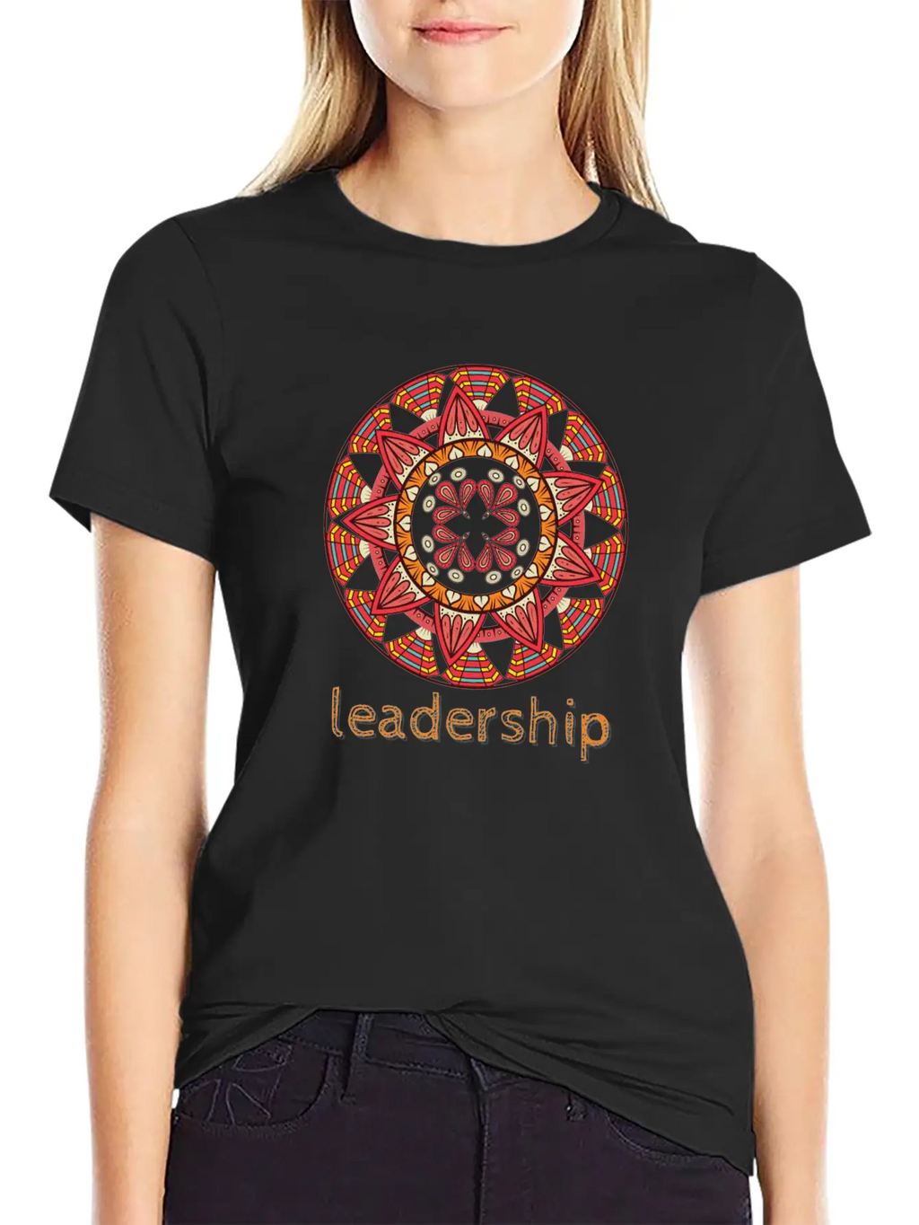 Leadership Mandala Design Casual Graphic T-Shirt – Simple And Comfortable Daily Wear