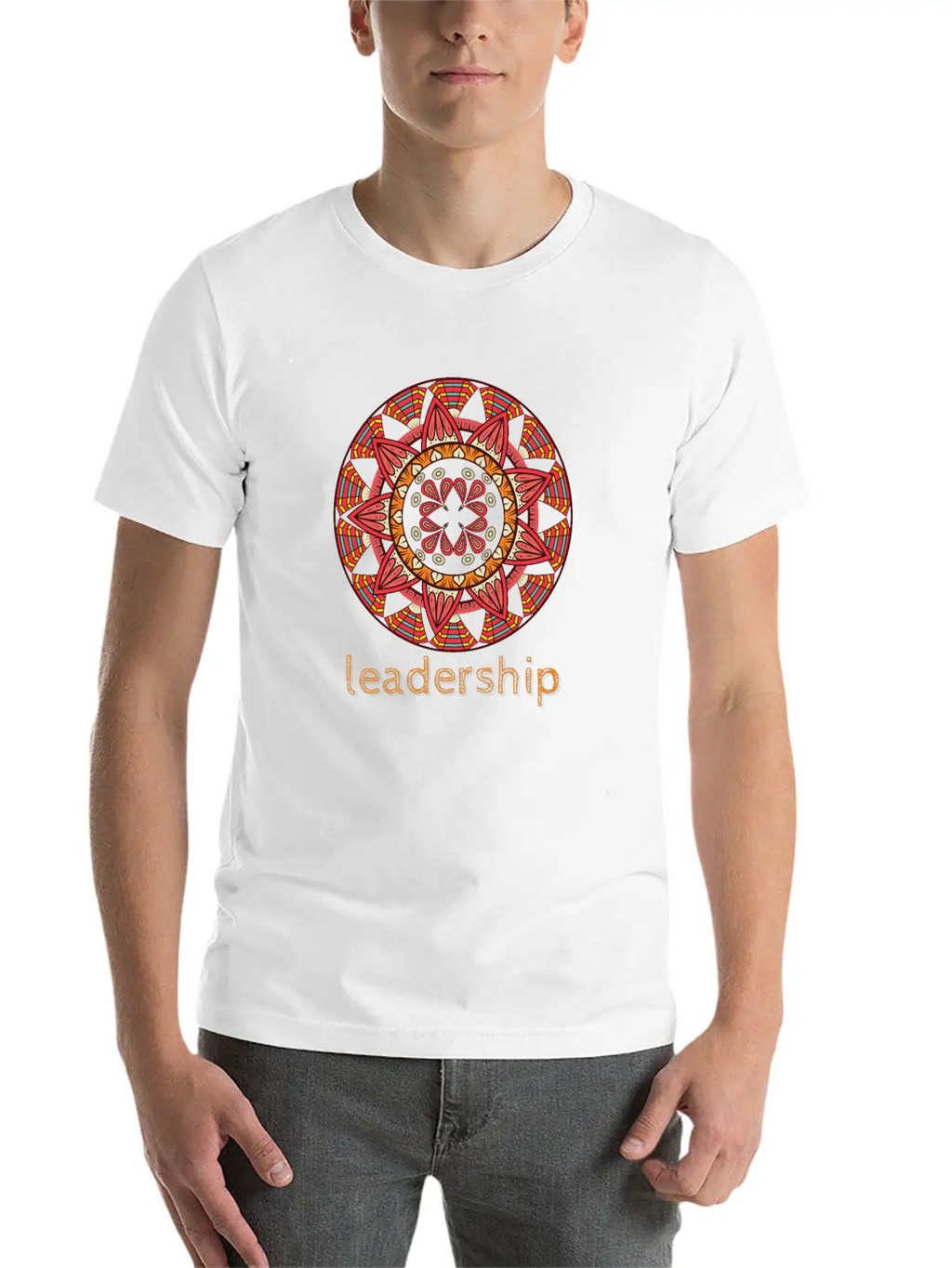 Leadership Mandala Design Casual Graphic T-Shirt – Simple And Comfortable Daily Wear