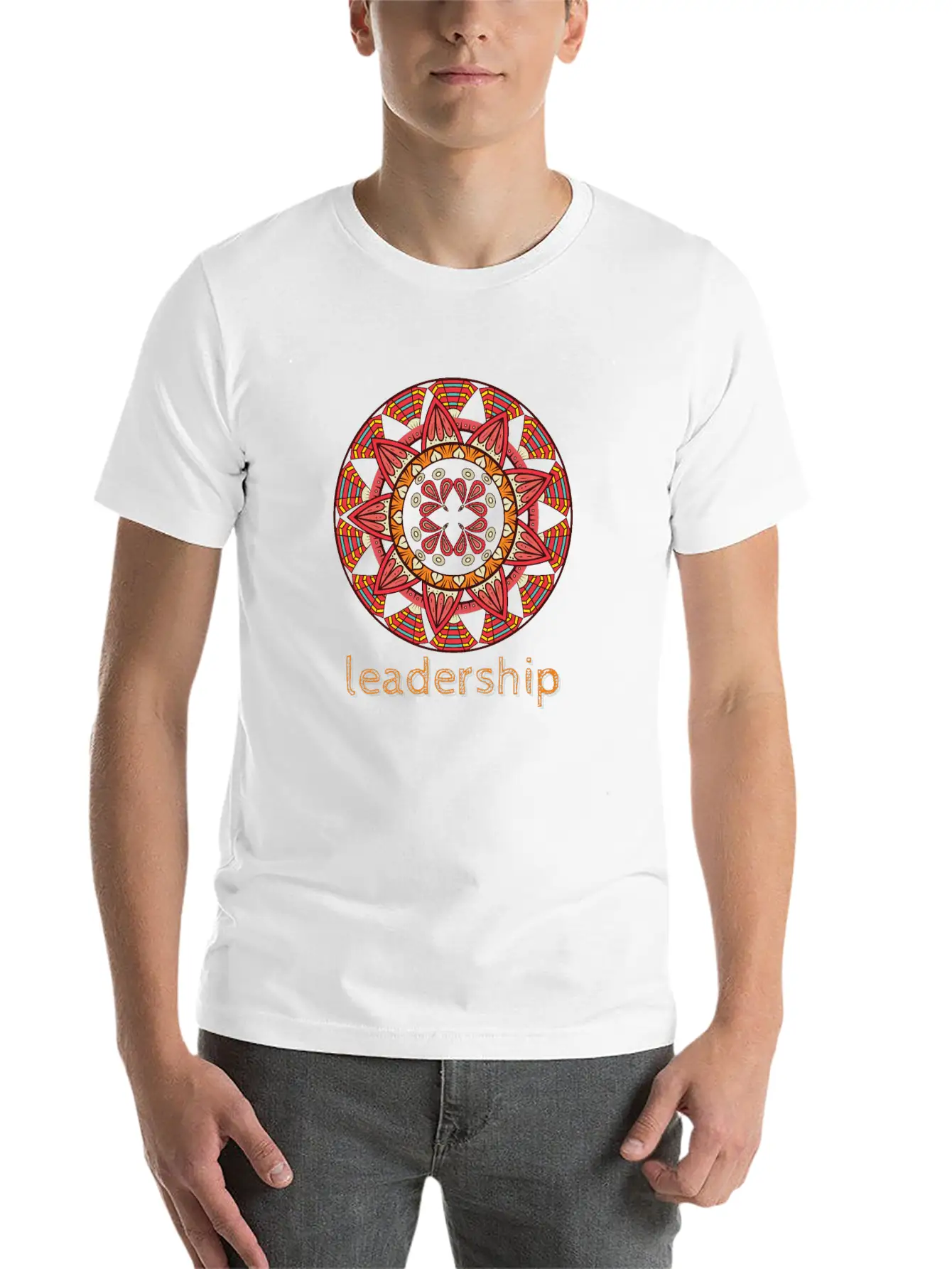 Leadership Mandala Design Casual Graphic T-Shirt – Simple And Comfortable Daily Wear