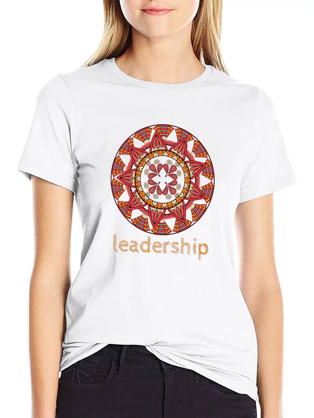 Leadership Mandala Design Casual Graphic T-Shirt – Simple And Comfortable Daily Wear