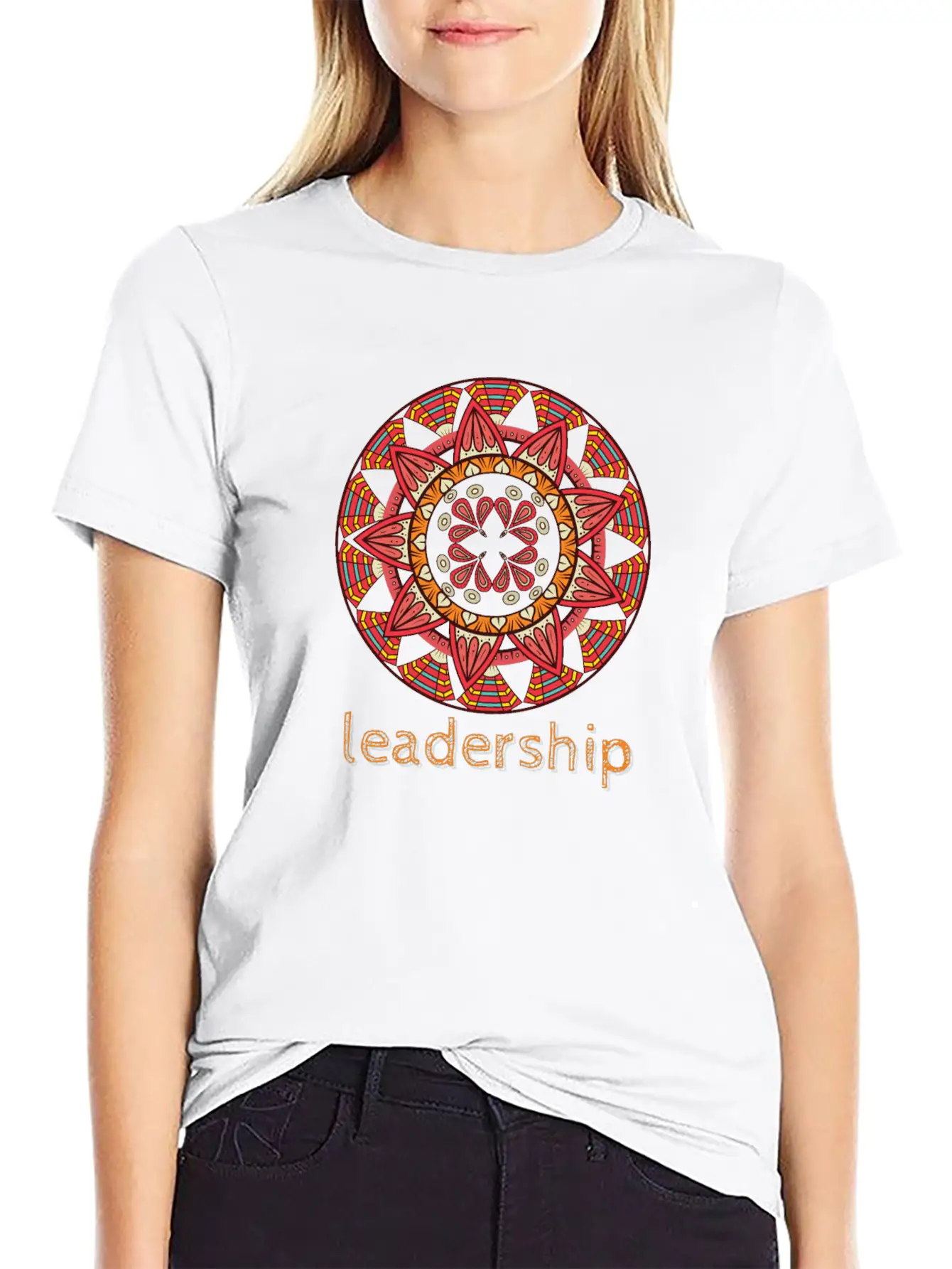 Leadership Mandala Design Casual Graphic T-Shirt – Simple And Comfortable Daily Wear