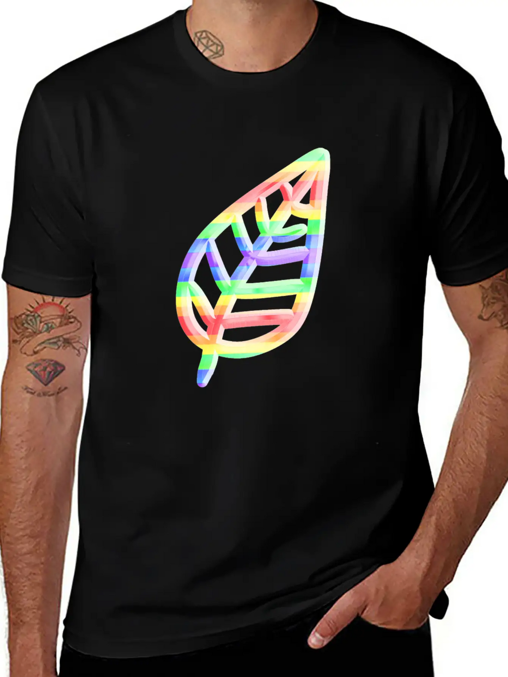 Leaf Icon Nature Colorful Unisex Short Sleeve Soft Cotton T-Shirt – Casual Everyday Wear