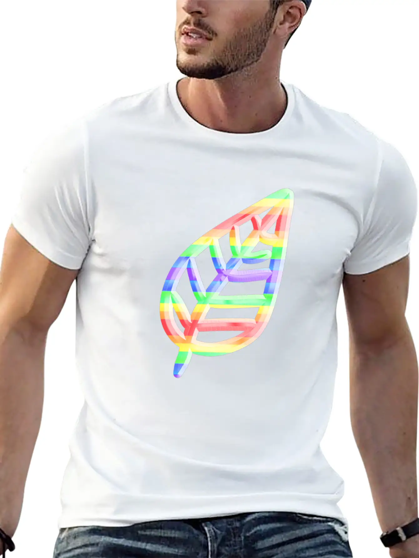 Leaf Icon Nature Colorful Unisex Short Sleeve Soft Cotton T-Shirt – Casual Everyday Wear