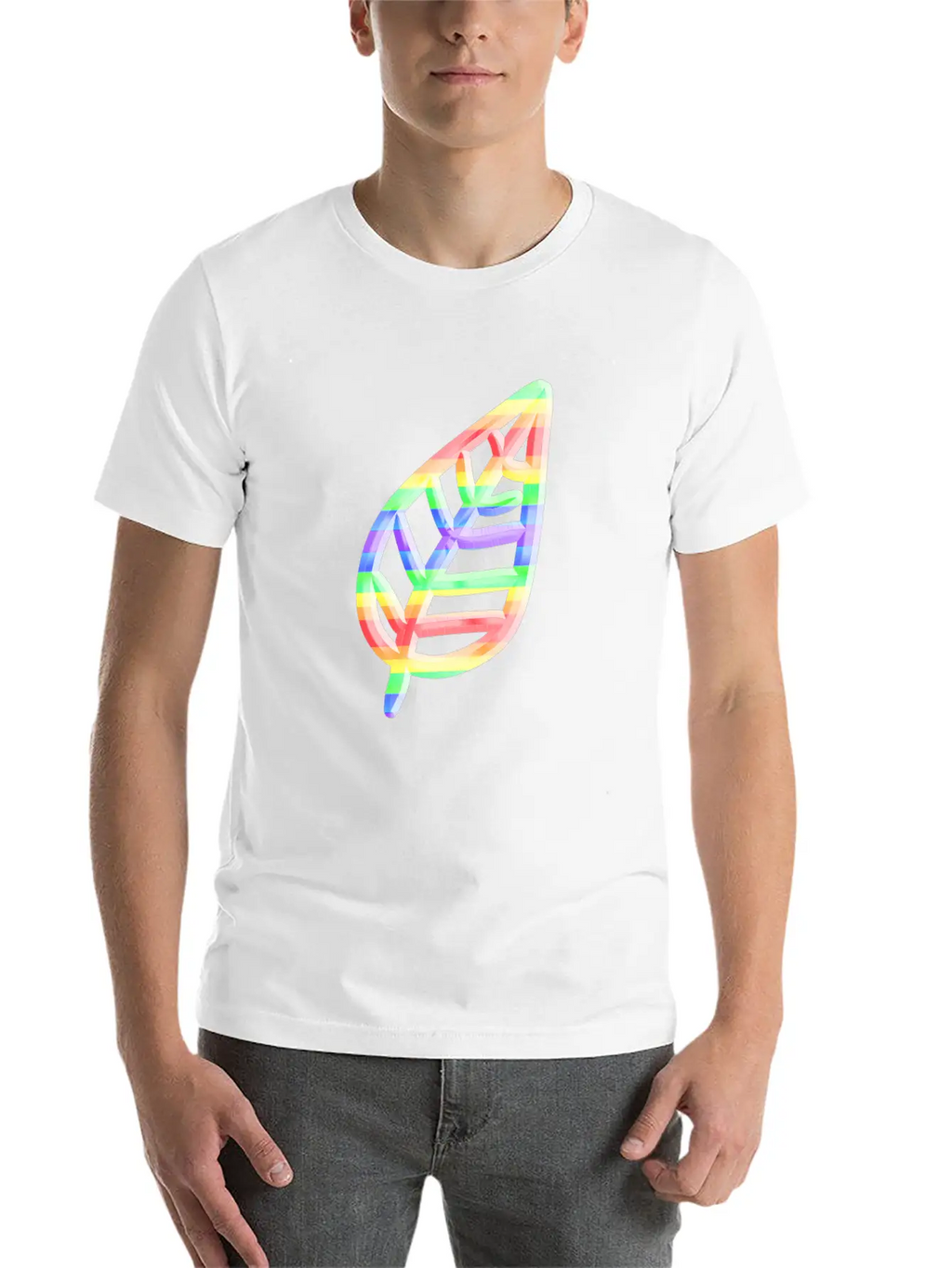Leaf Icon Nature Colorful Unisex Short Sleeve Soft Cotton T-Shirt – Casual Everyday Wear