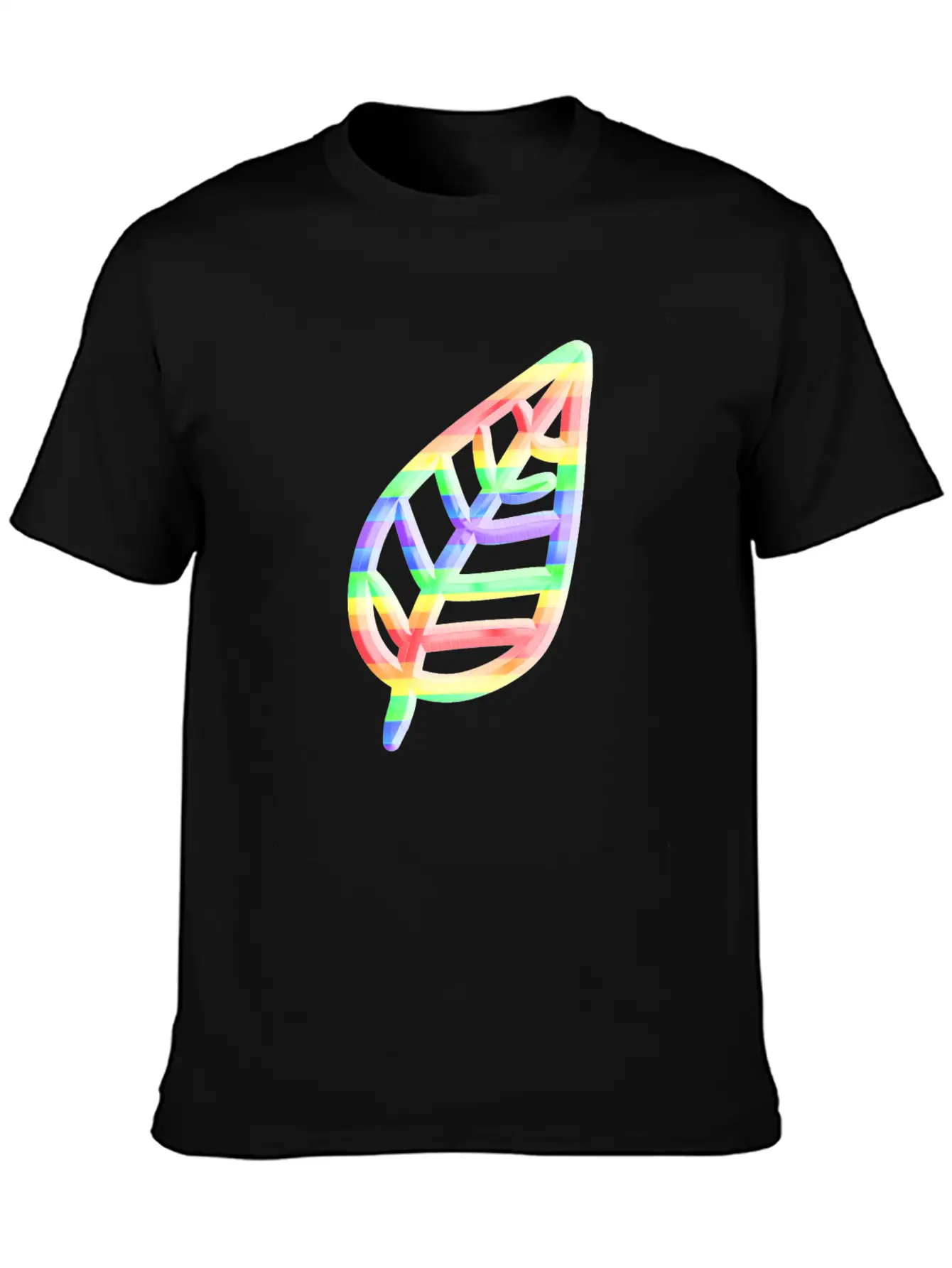 Leaf Icon Nature Colorful Unisex Short Sleeve Soft Cotton T-Shirt – Casual Everyday Wear