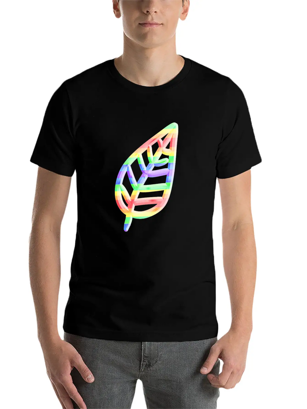 Leaf Icon Nature Colorful Unisex Short Sleeve Soft Cotton T-Shirt – Casual Everyday Wear