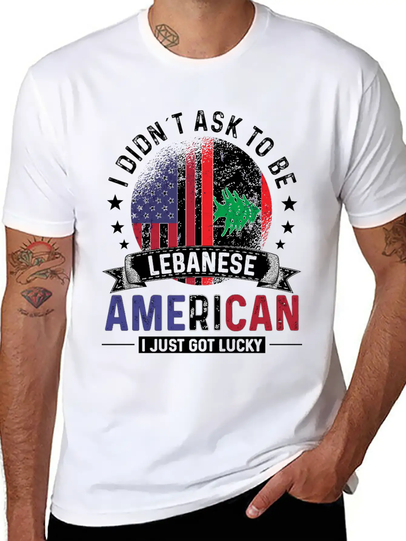Lebanese American Flags Pride Lebanon Flag Unisex Short Sleeve Soft Cotton T-Shirt – Casual Everyday Wear