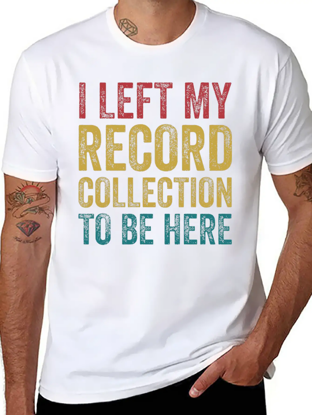 Left My Record Collection To Be Here Funny Vinyl Breathable Soft Cotton T-Shirt – Timeless Casual Look