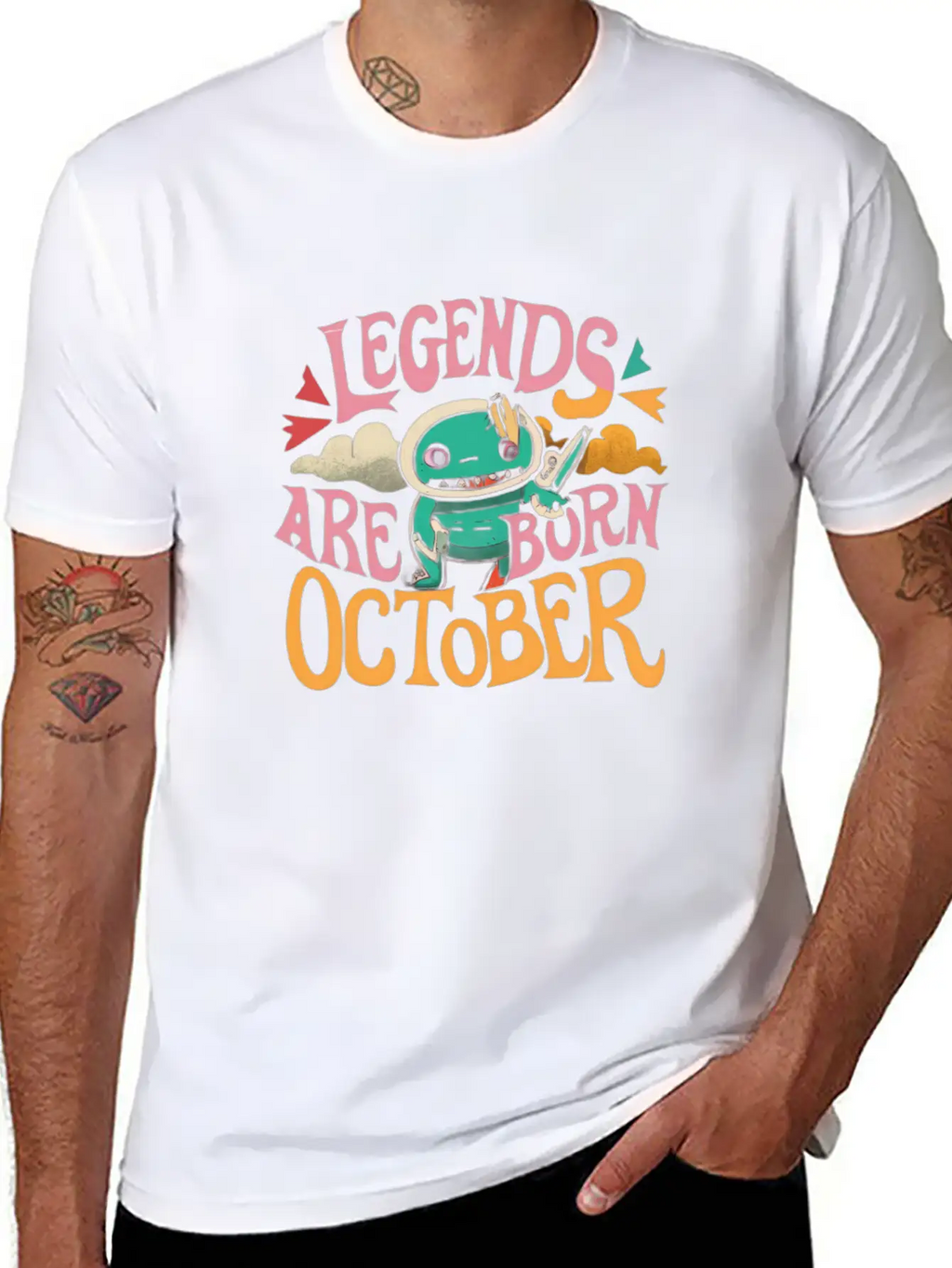 Legends Are Born In October Gift Idea Unisex Short Sleeve Soft Cotton T-Shirt – Casual Everyday Wear