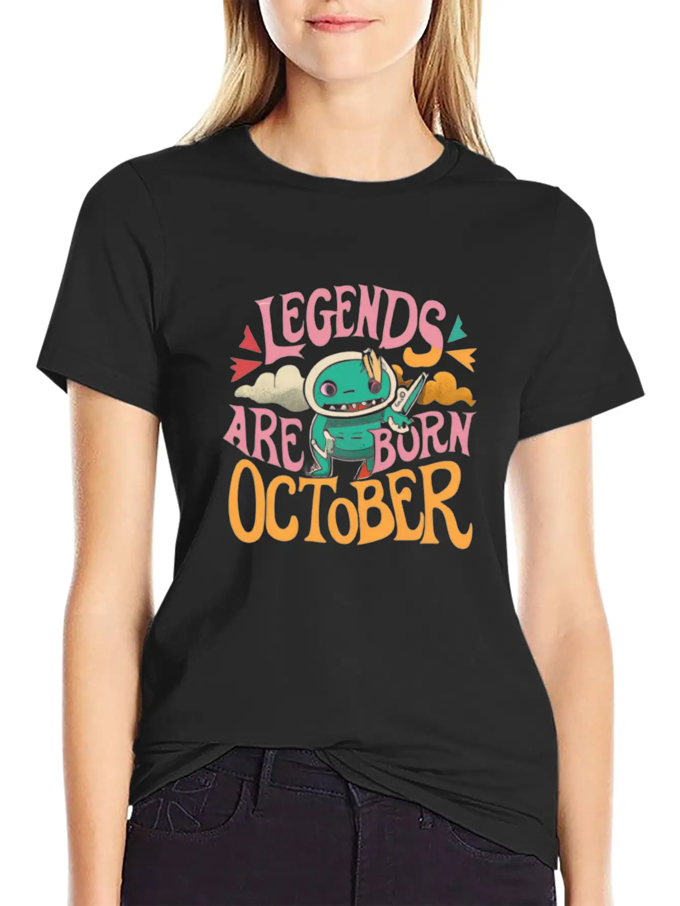 Legends Are Born In October Gift Idea Unisex Short Sleeve Soft Cotton T-Shirt – Casual Everyday Wear